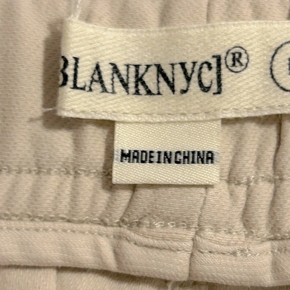 BLANK NYC Cotton Drawstring Ankle Zip Pocket Jogger Pants Cream Women Size L
